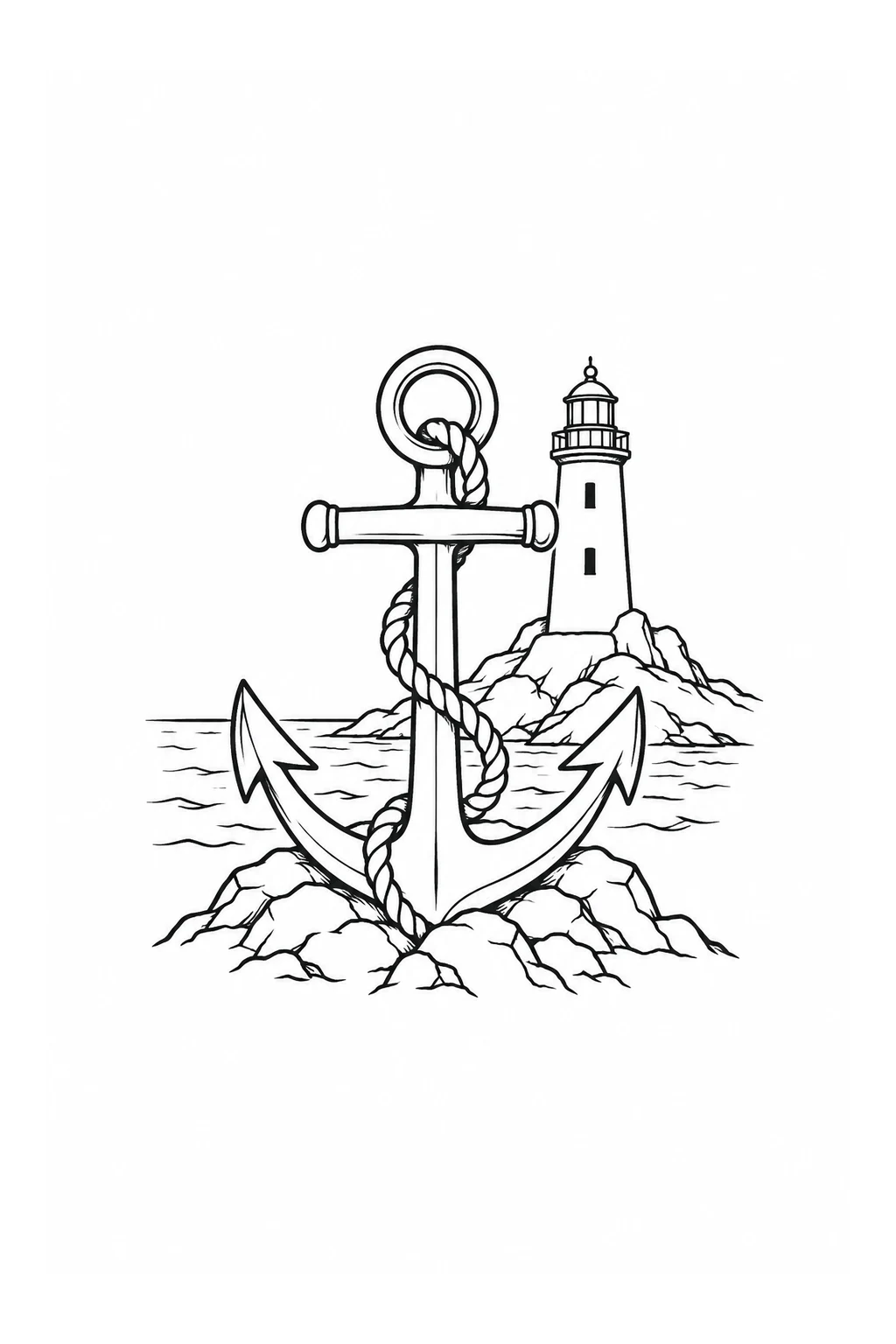 Anker mit Leuchtturm