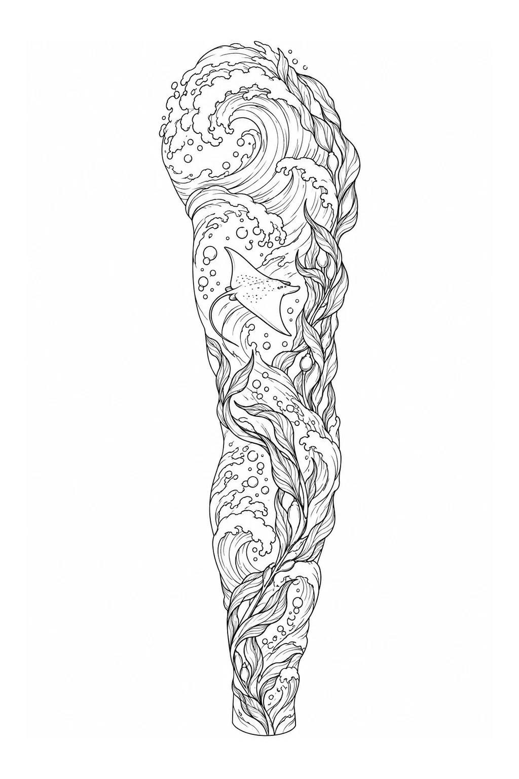 Ganzarm-Sleeve mit Meeresmotiven