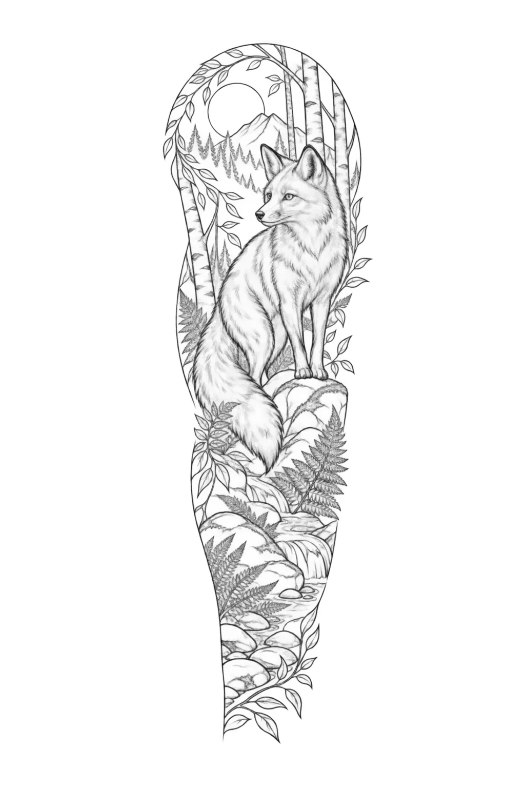 Ganzarm-Sleeve mit Waldfuchs