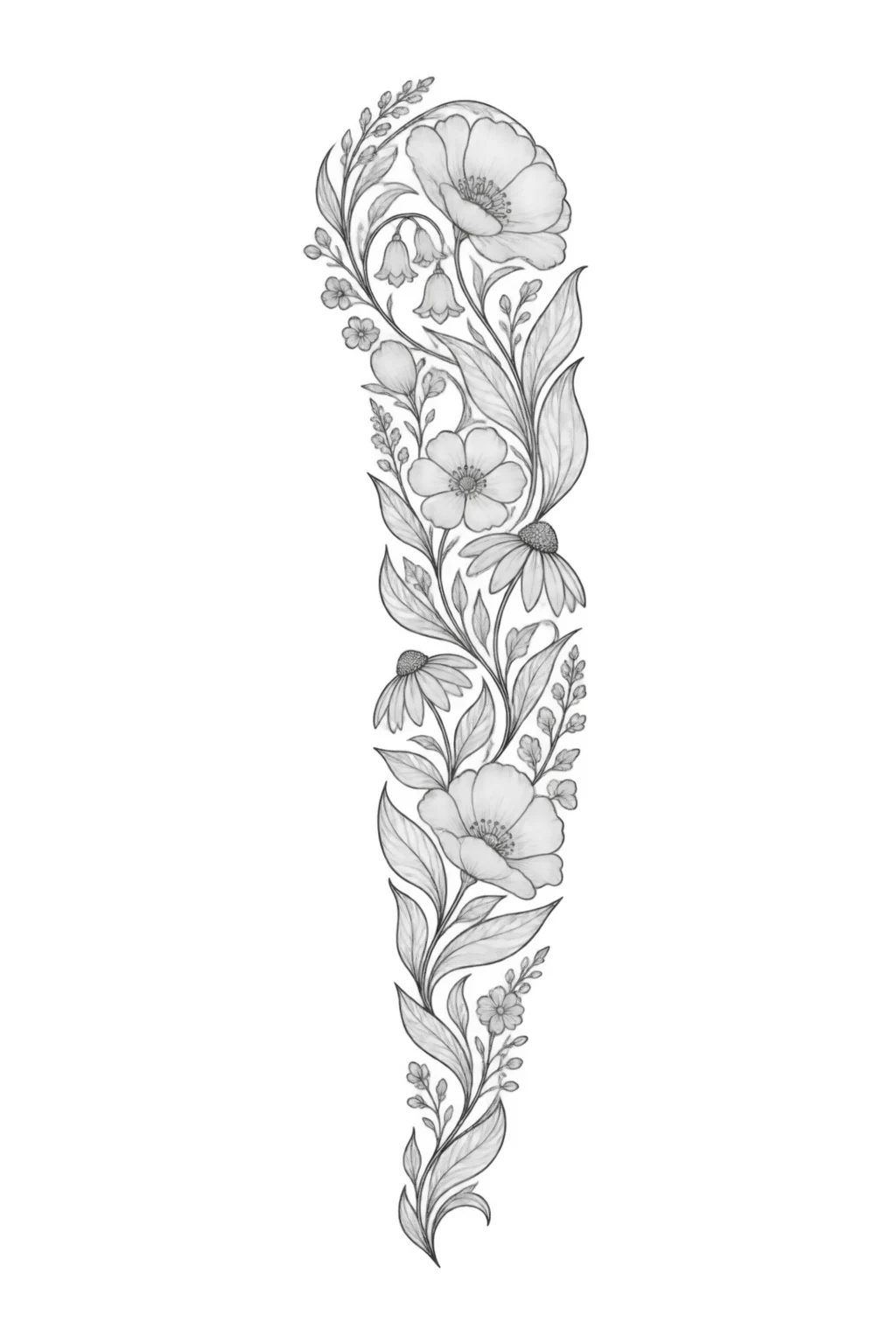 Ganzarm-Sleeve mit Wildblumen