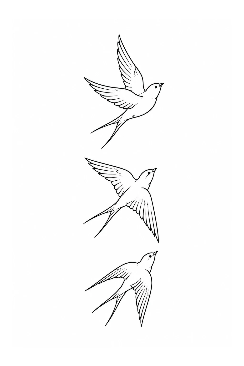 Drei fliegende Schwalben
