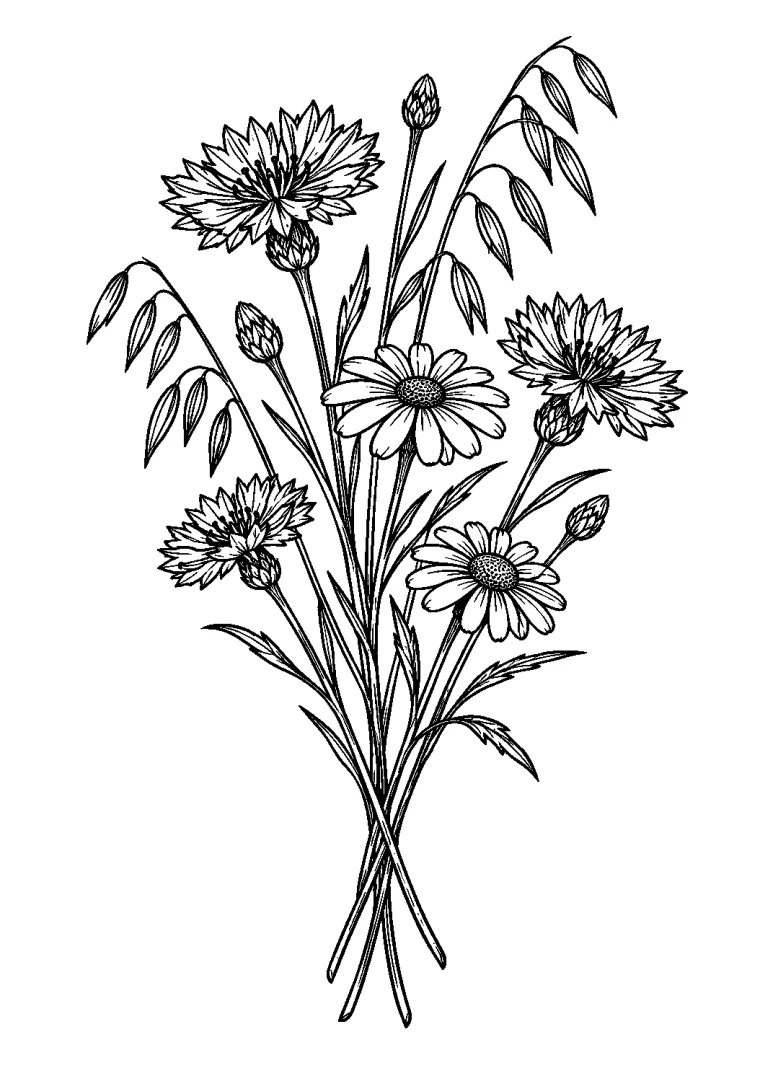 Wildblumen mit Hafergras