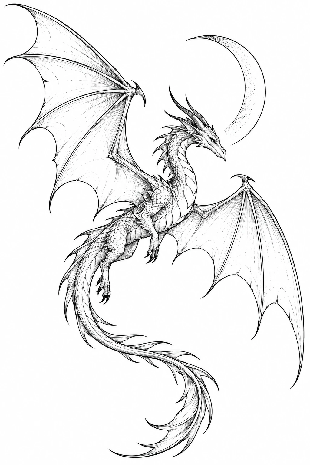 Drache an der Mondsichel