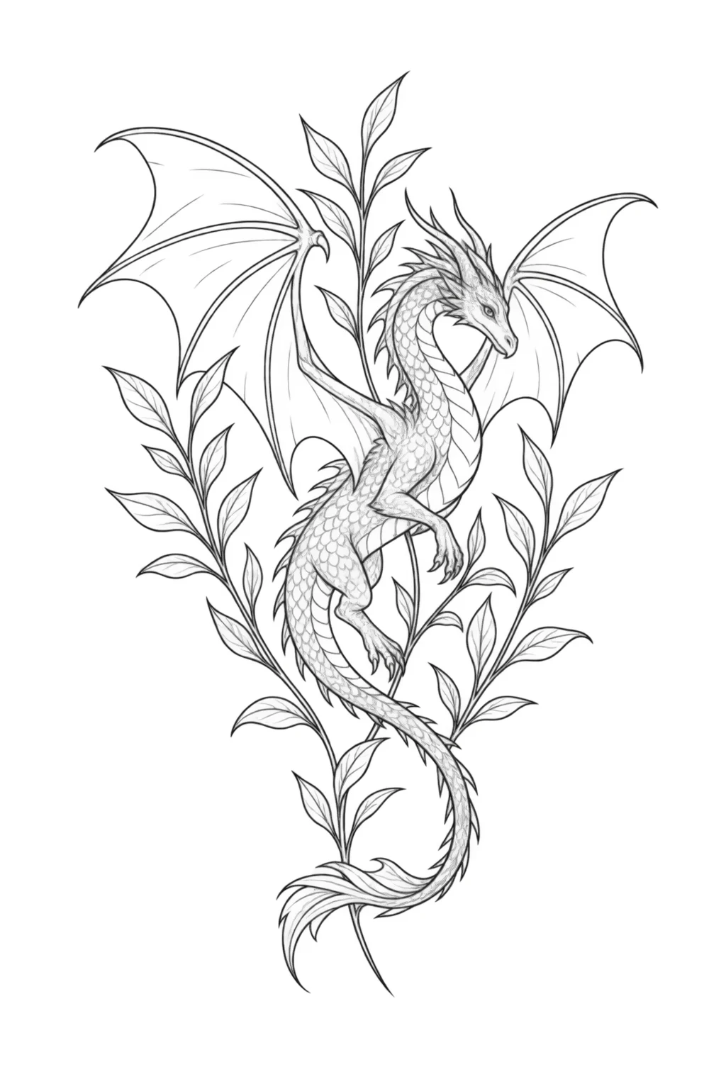 Drache mit Blättern