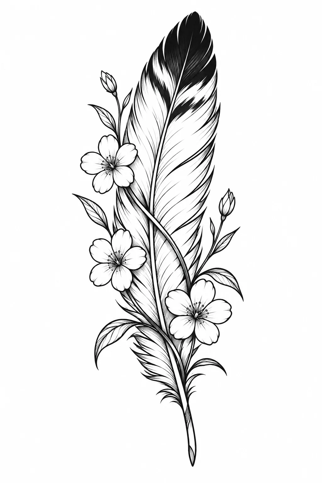 Feder mit Wildblumen