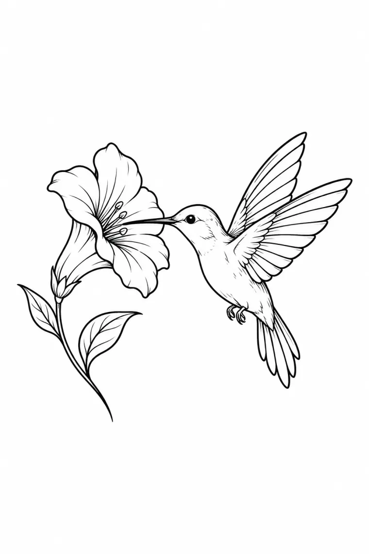 Kolibri mit Blüte