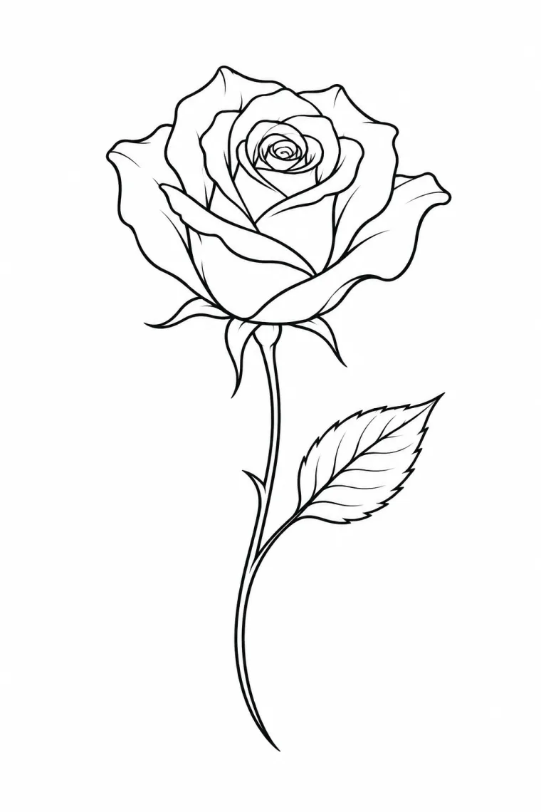 Rose mit Blatt