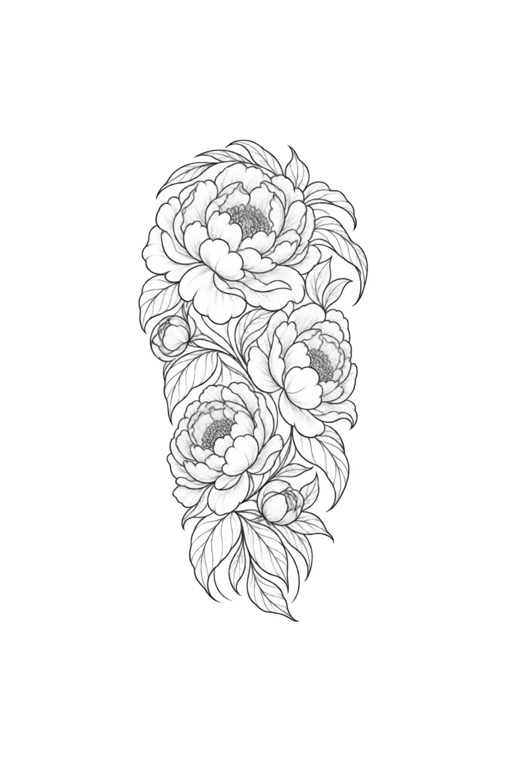 Halbarm-Sleeve mit Pfingstrosen