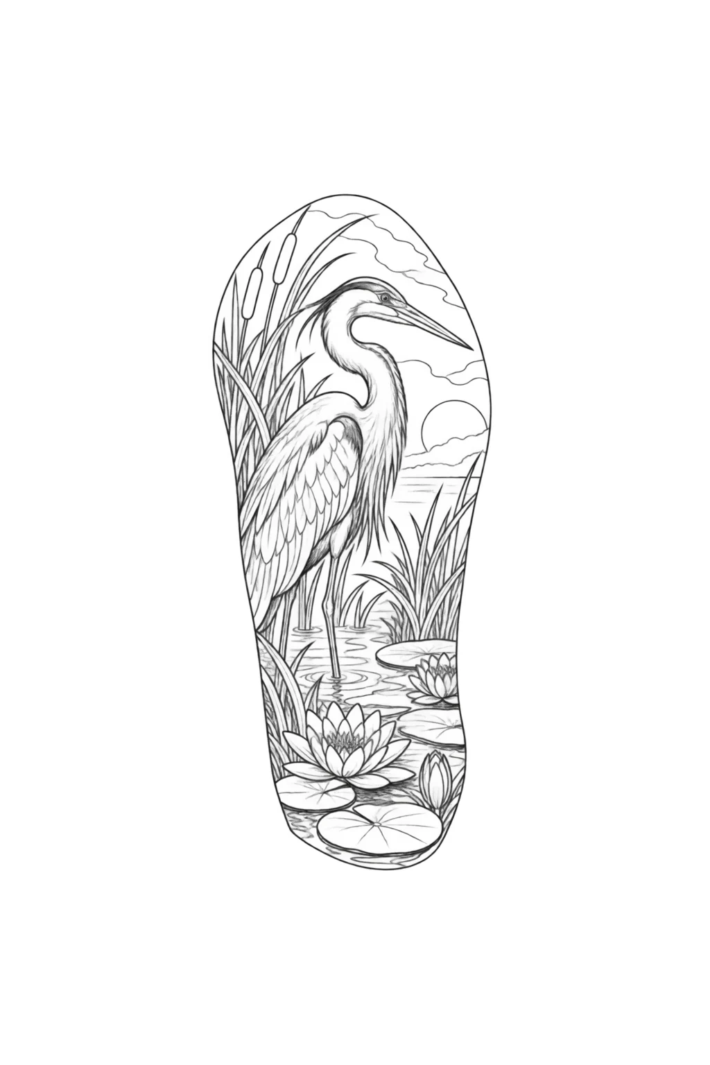 Halbarm-Sleeve mit Reiher im Schilf