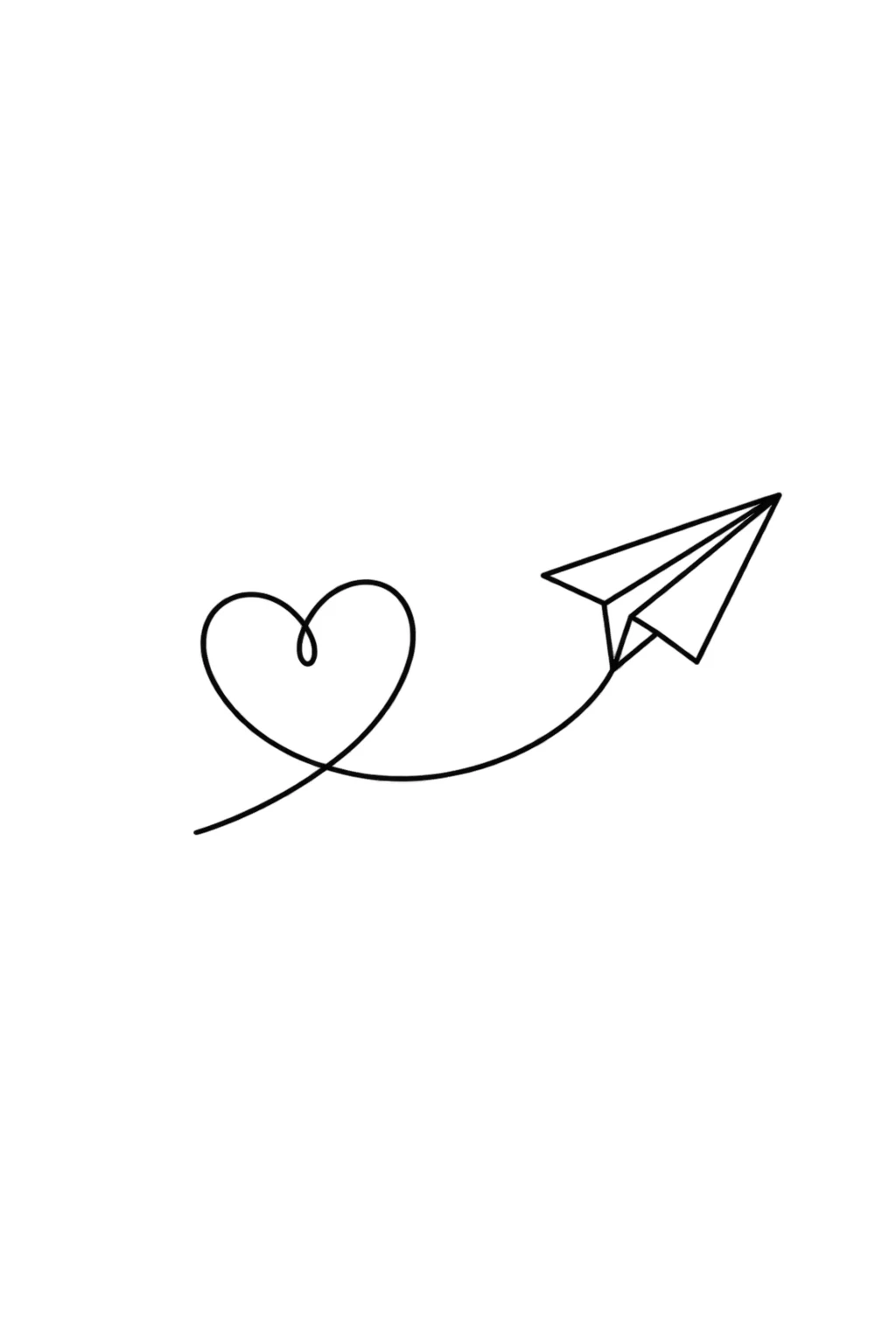 Papierflieger mit Herzspur