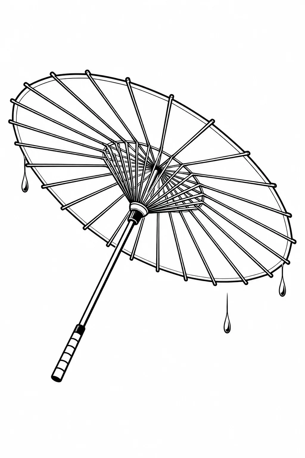 Offener Papierschirm im Regen