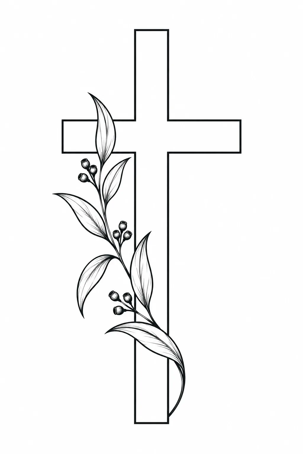 Schlichtes Kreuz mit Eukalyptus