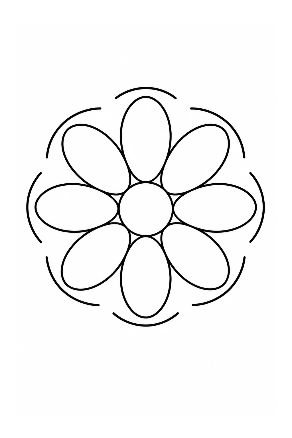 Rosette mit acht runden Blättern