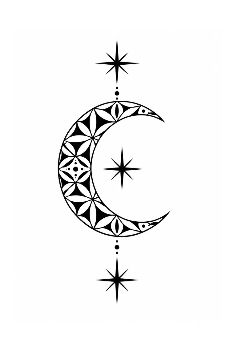 Mond-Mandala mit Sternen