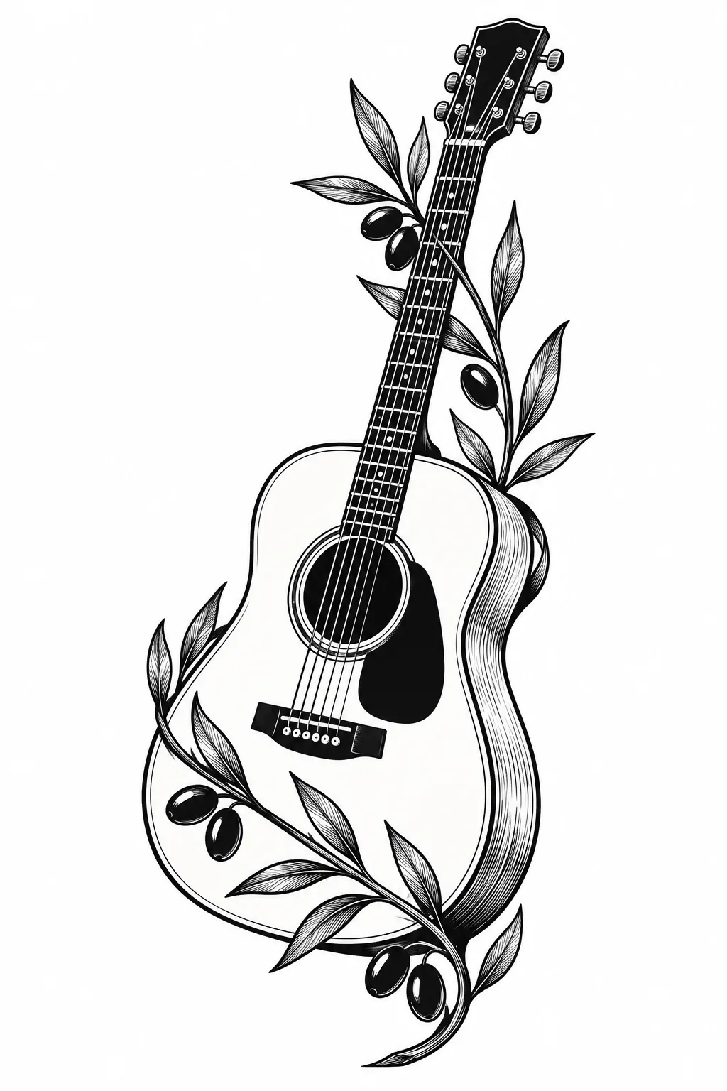 Akustikgitarre mit Olivenzweig