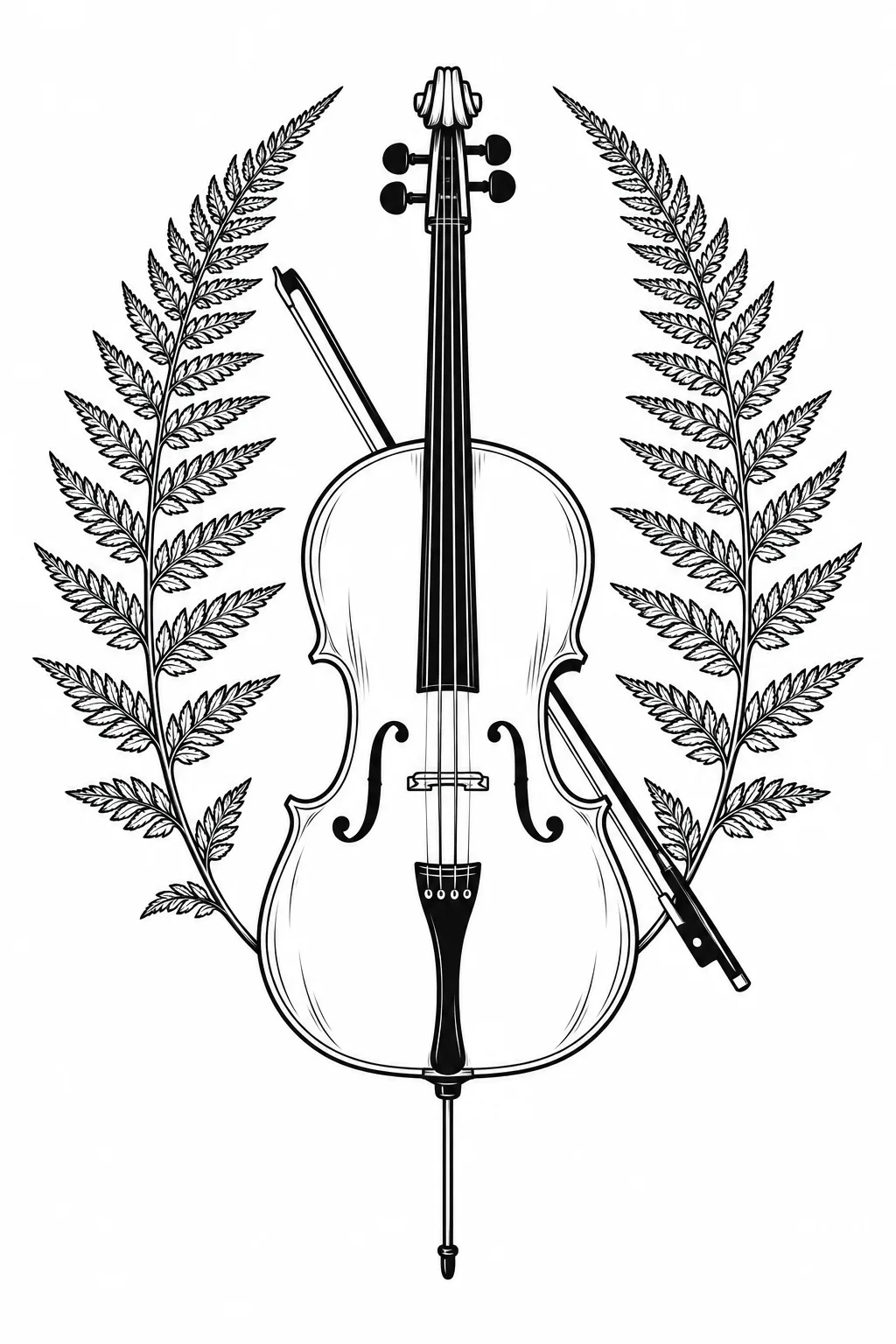 Cello mit Farnbogen