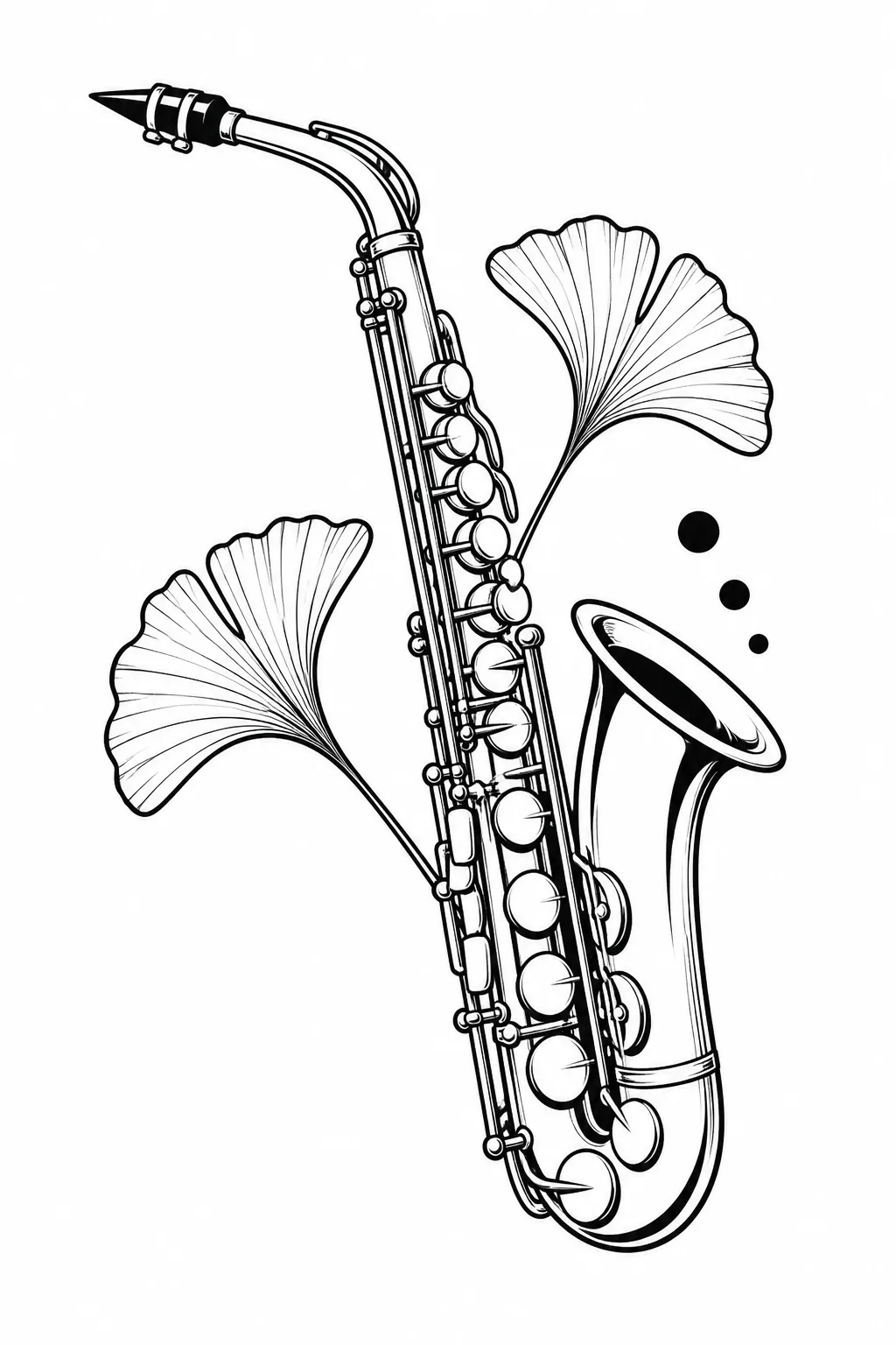 Saxofon mit Blättern