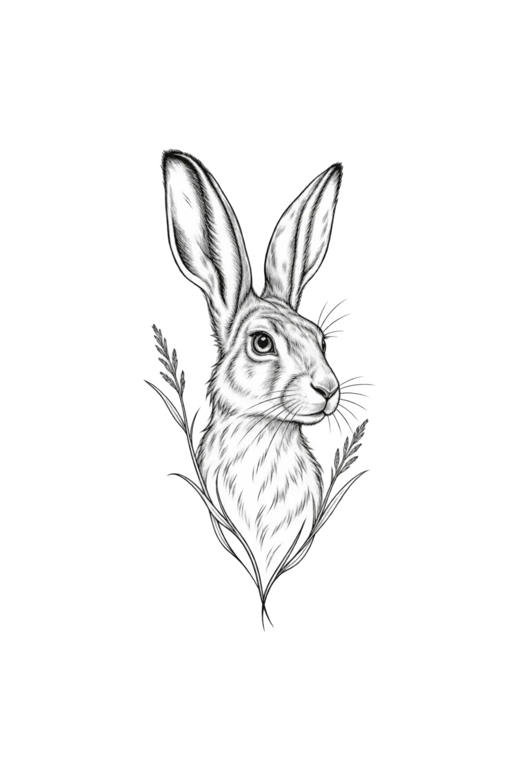 Hase und Gräser für den Nacken