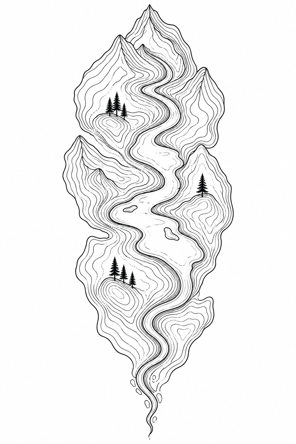 Höhenlinien mit Fluss