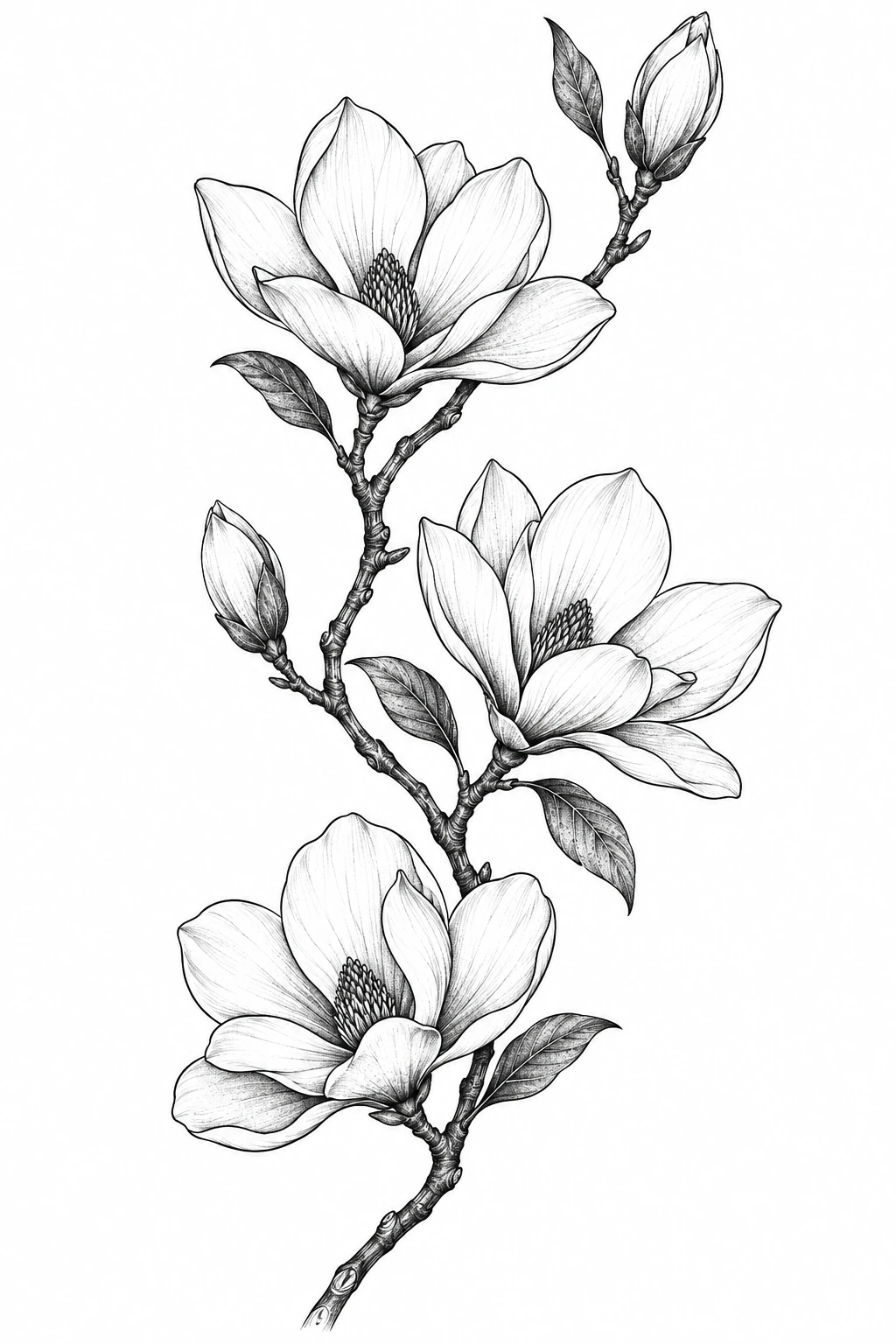 Magnolienzweig mit drei Blüten