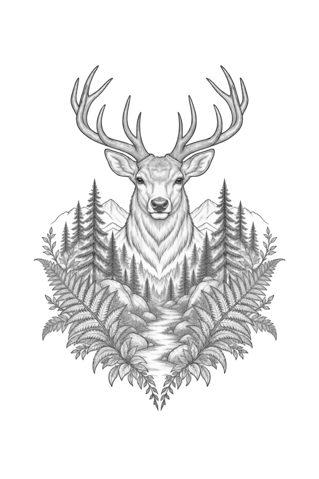 Hirsch und Wald für den Rücken