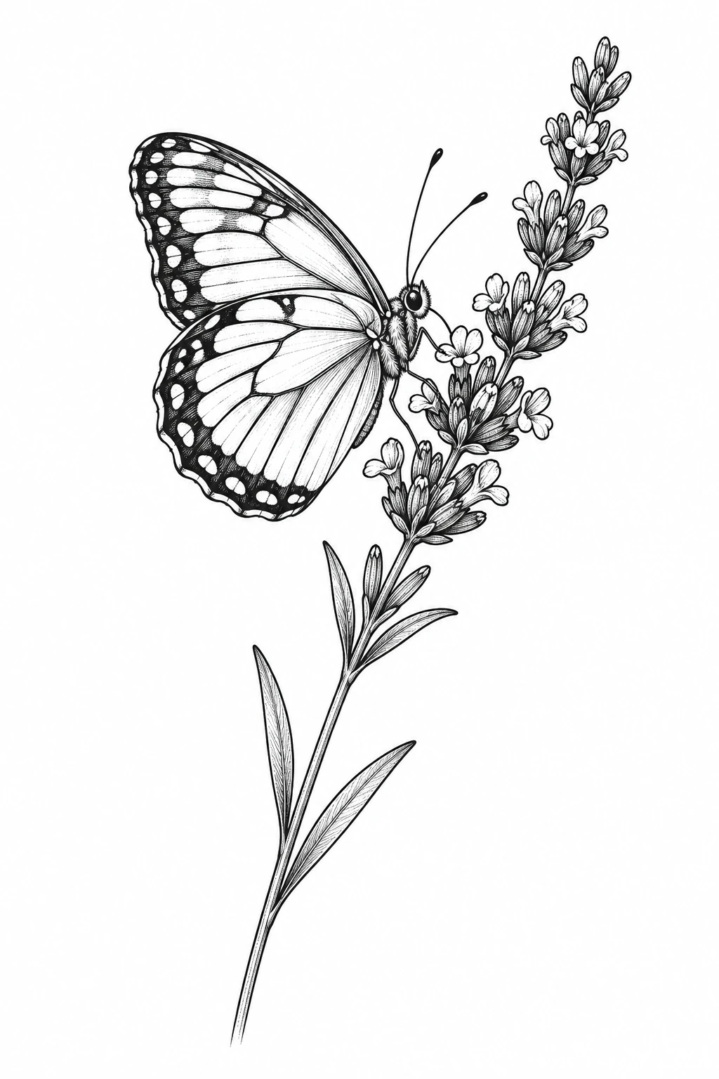 Schmetterling auf einem Lavendelstiel