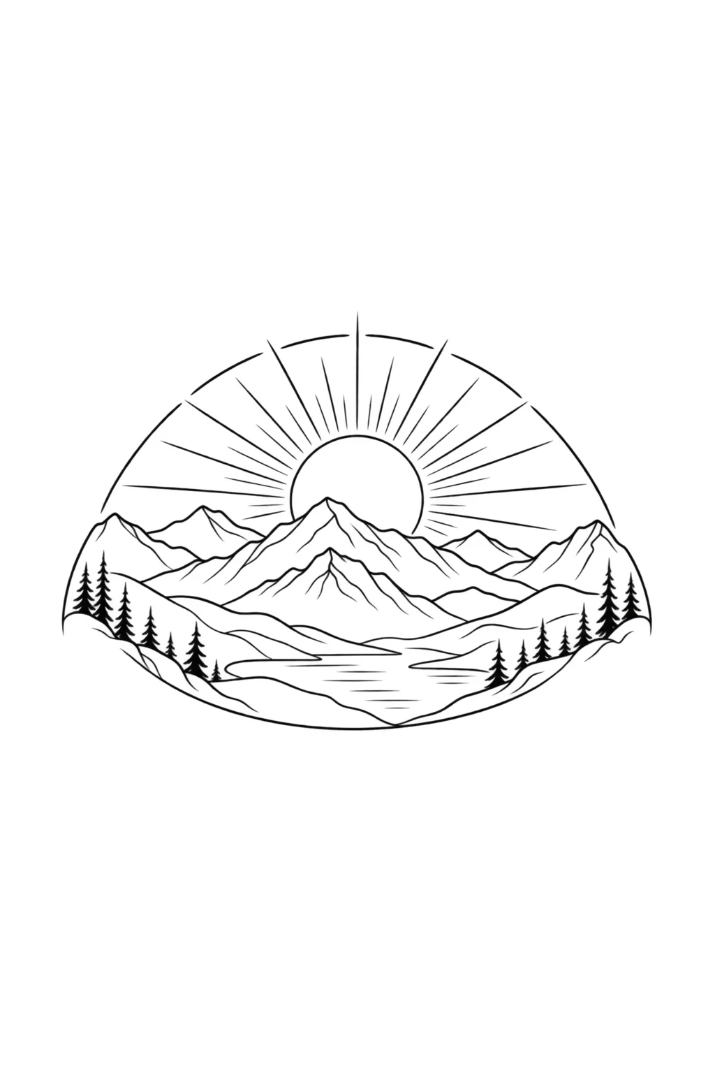 Berge und Sonne für die Schulter