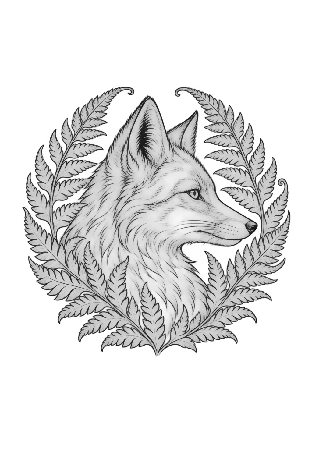 Fuchs und Farne für die Schulter