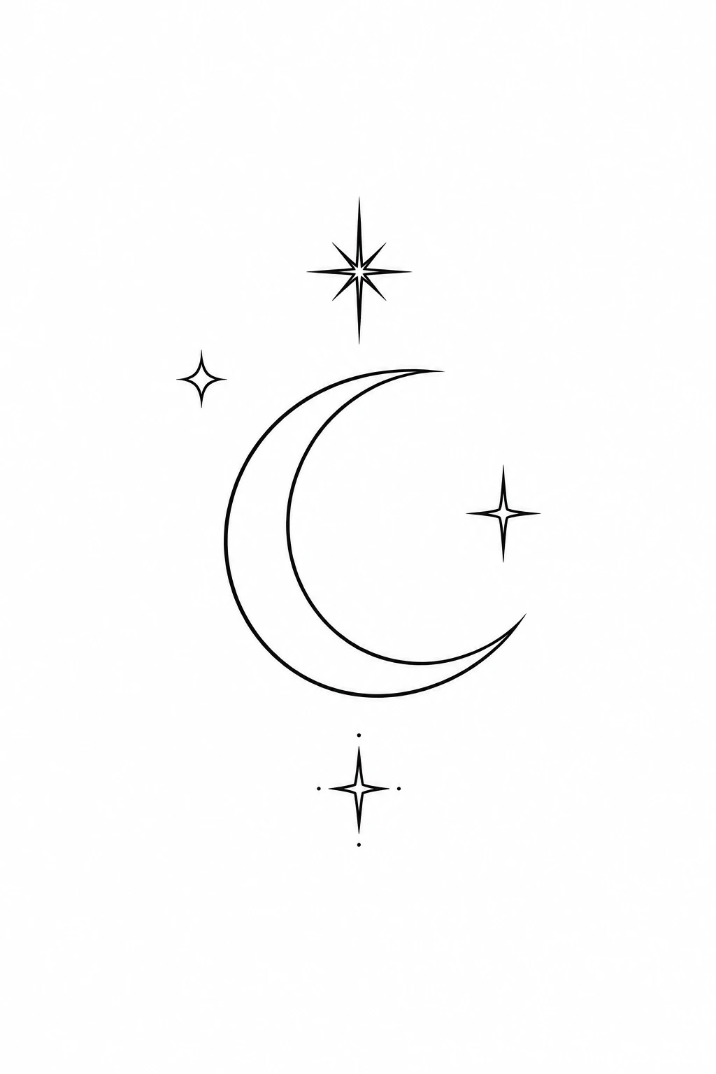 Mond mit vier Sternen