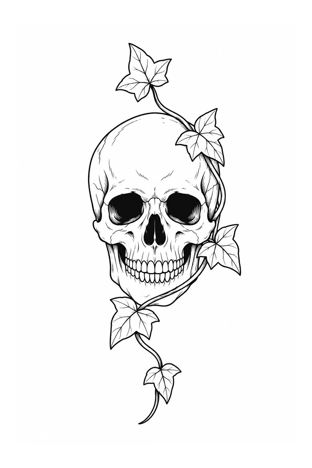 Totenkopf mit Efeu