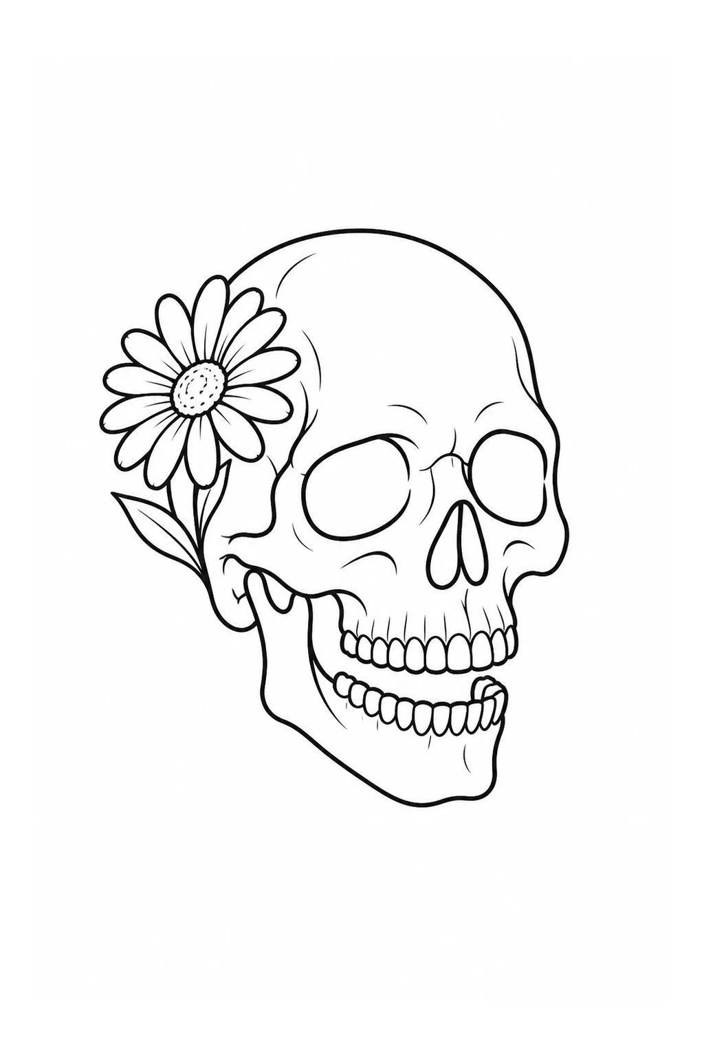 Totenkopf mit Gänseblümchen