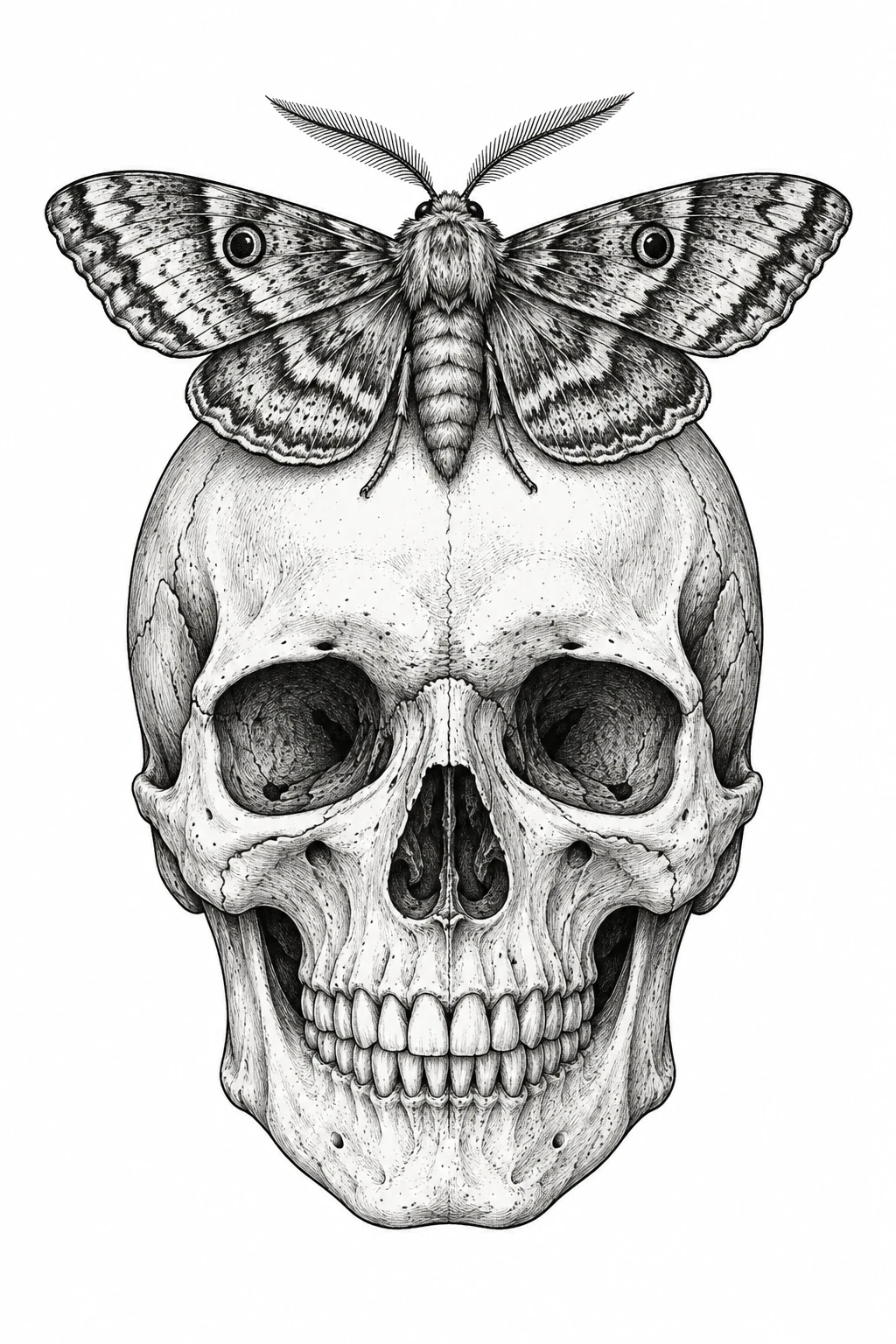 Totenkopf mit Nachtfalter