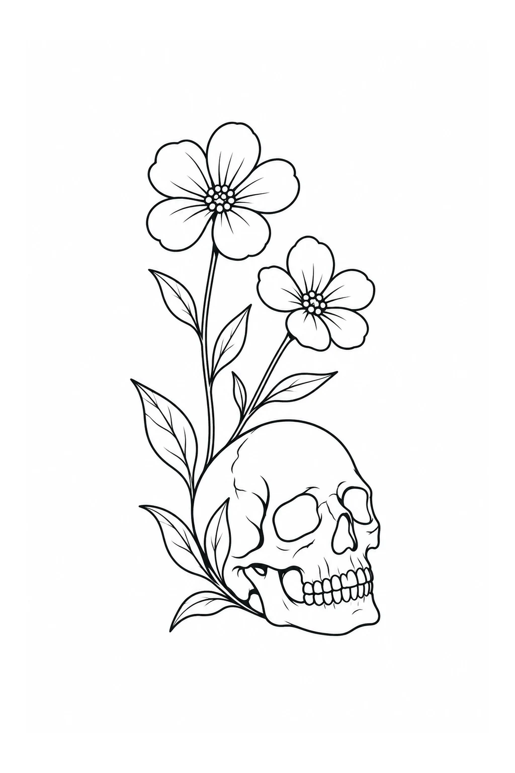 Totenkopf mit Wildblumen