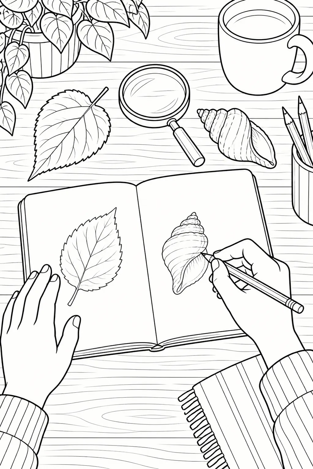 Naturfundstücke im Notizbuch