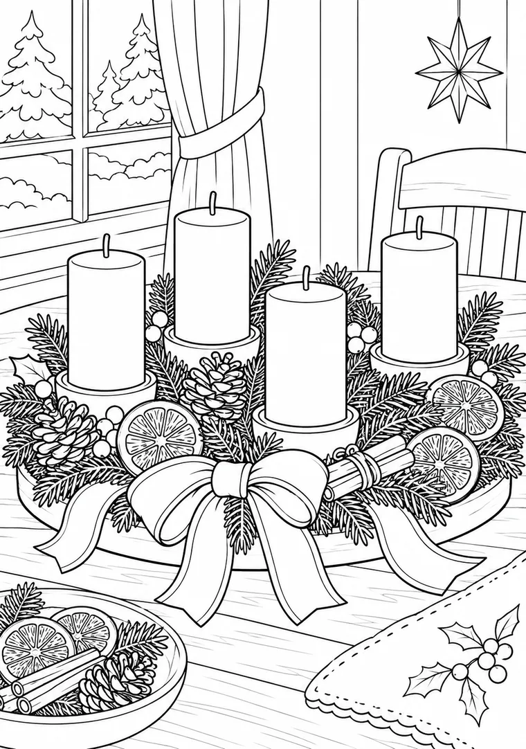 Adventsgesteck mit vier Kerzen