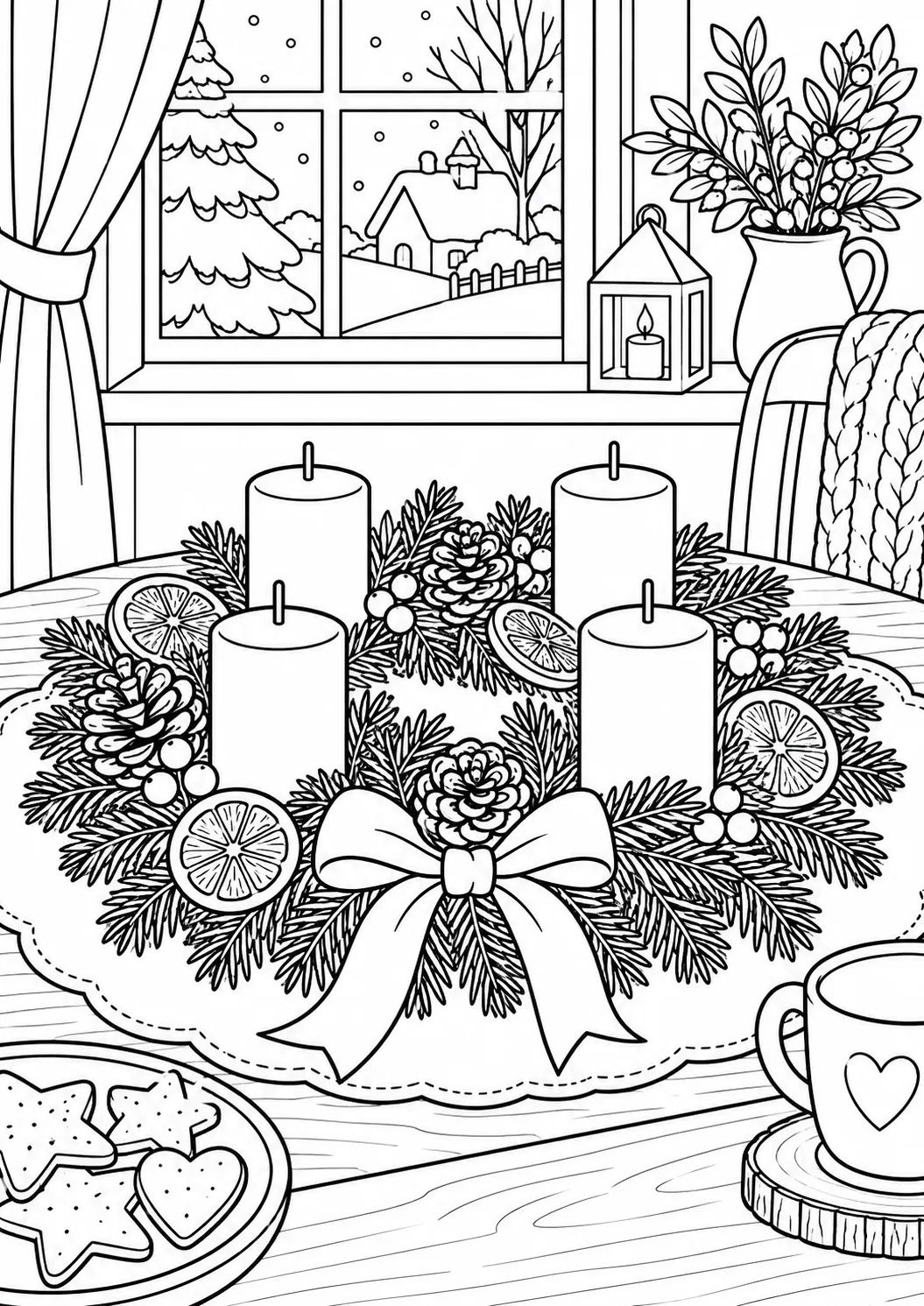 Adventskranz auf dem Tisch