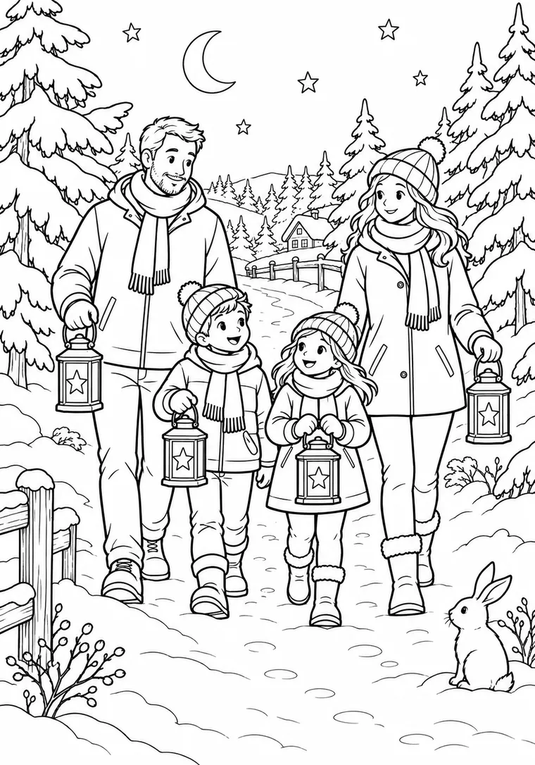 Familie beim Laternenweg