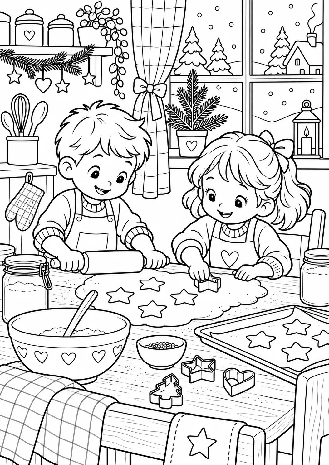 Kinder backen Sternplätzchen