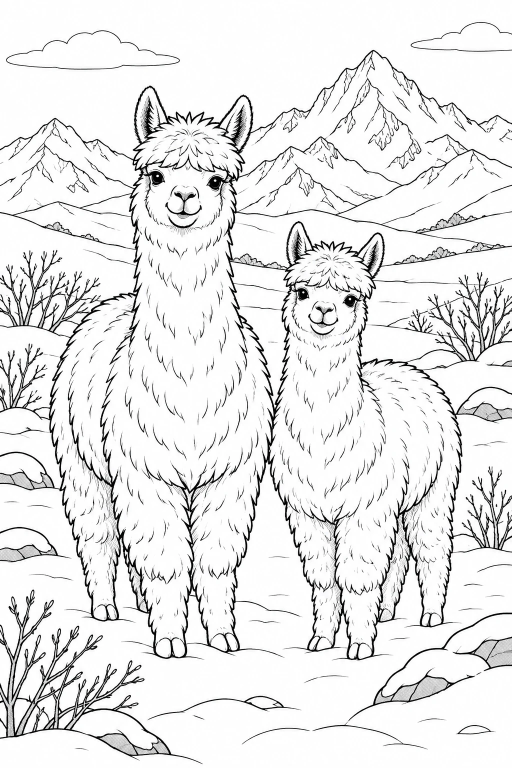 Alpakas im Schnee