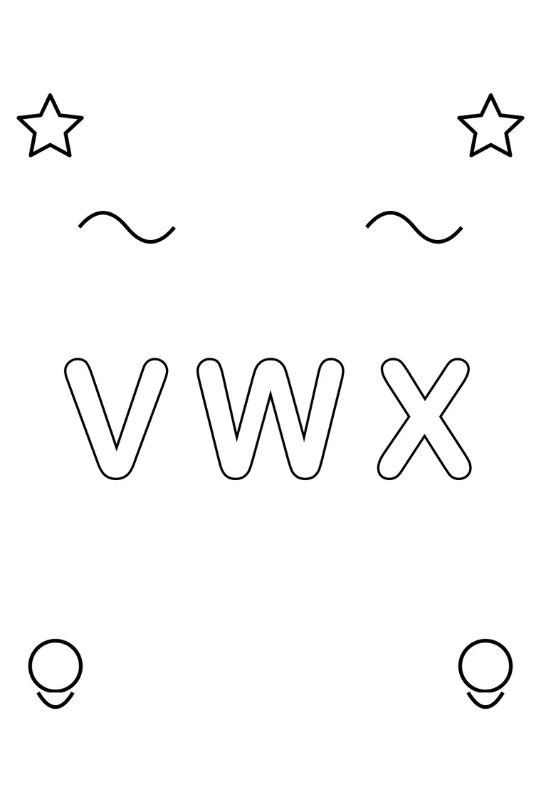 Buchstaben V, W und X