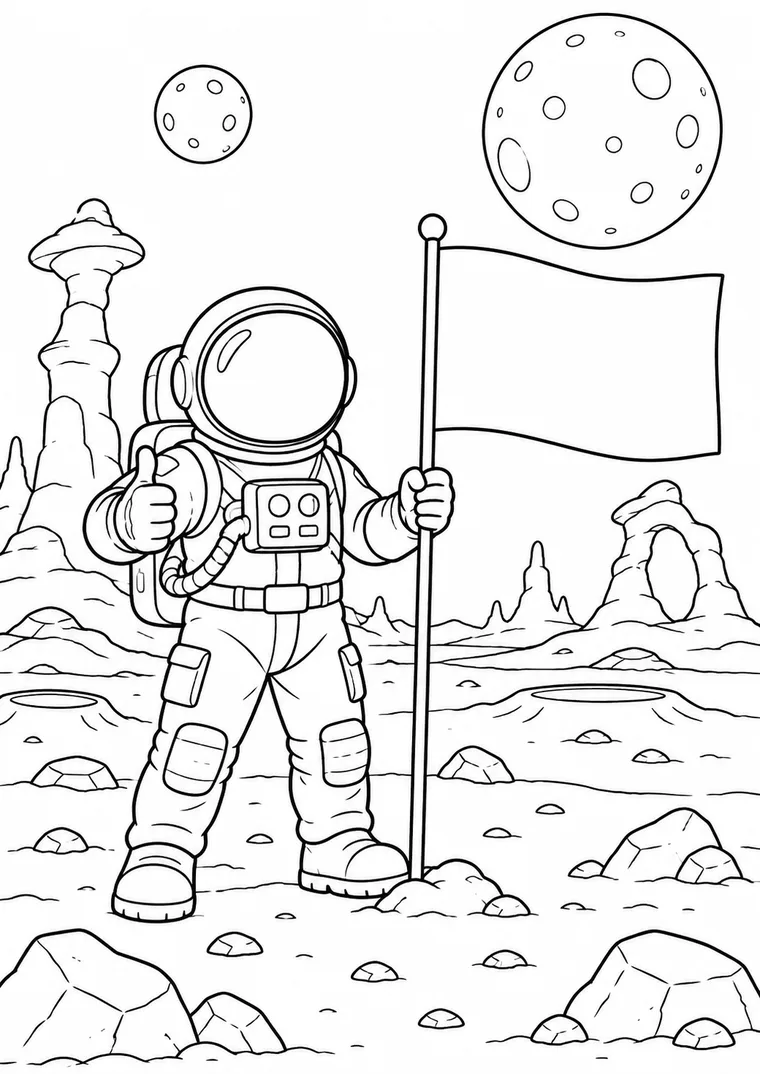 Astronaut mit blanker Flagge