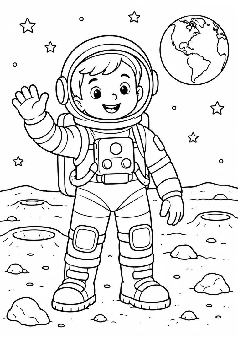 Astronaut winkt auf dem Mond