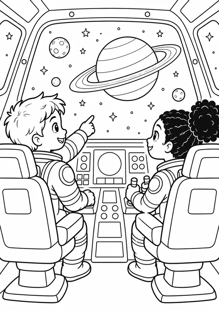 Kinder im Raumschiff-Cockpit