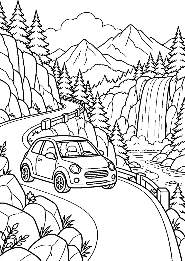 Auto in einer Bergkurve