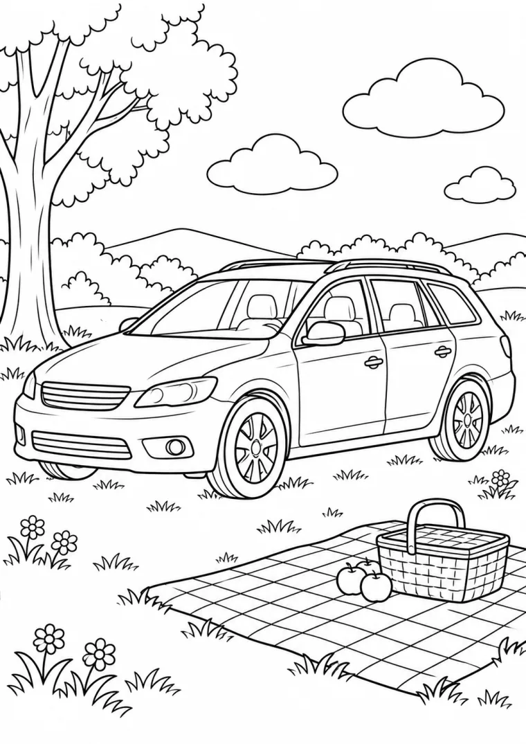 Familienauto beim Picknick