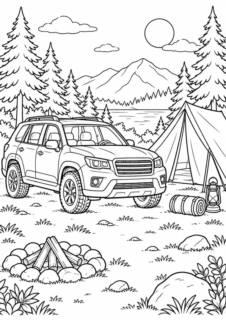 Geländewagen beim Camping