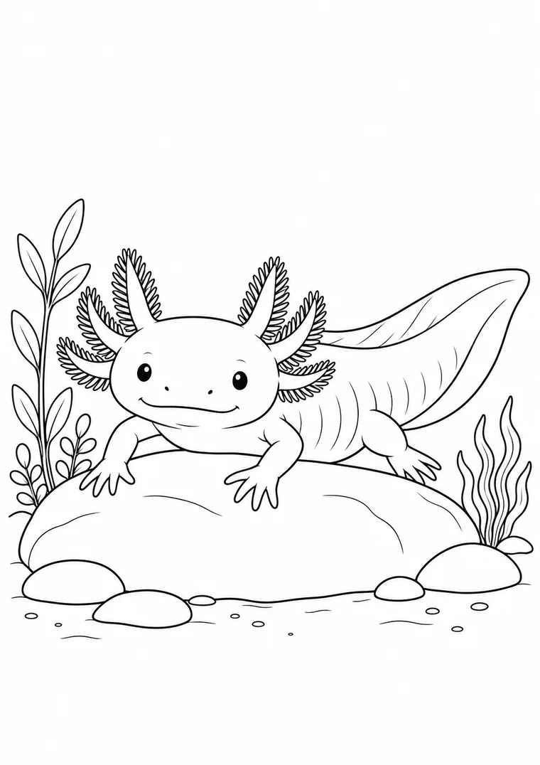 Axolotl auf Stein