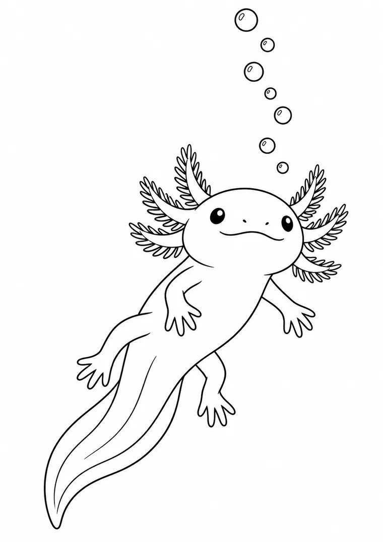 Axolotl mit Luftblasen