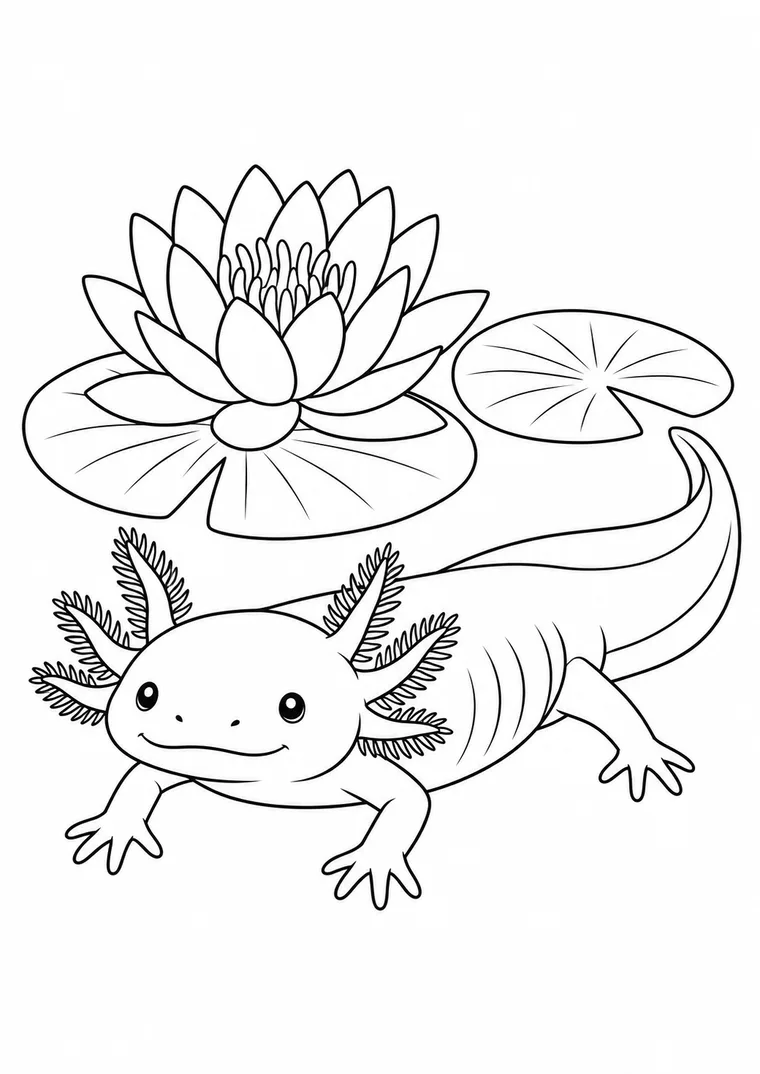 Axolotl und Seerose