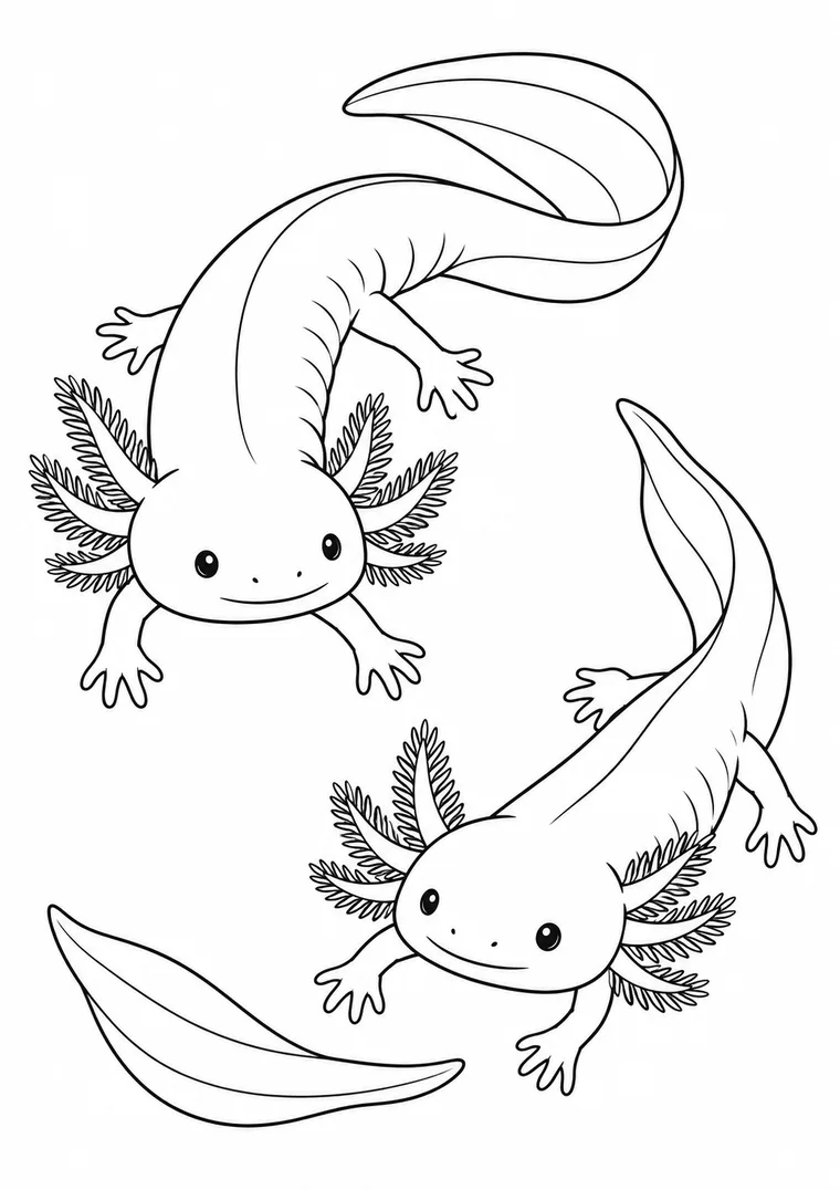 Zwei Axolotl